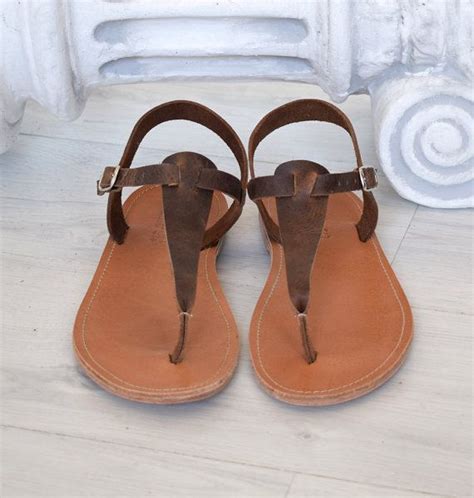 Roman Sandals Brown T Bar Men Sandals Spartan Sandals - Etsy | Leather ...