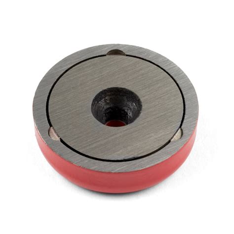 38mm dia x 10mm thick Alnico Shallow Pot Magnet c/w 5.2mm dia countersunk hole - 13kg Pull ...