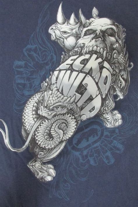 Ecko Unltd Rhino Skull Snake Blue The Classic T Shirt Tee Shirt | eBay Grafiti, Skull Art ...