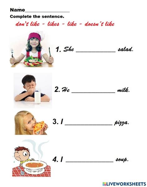 Like, Likes, Don't Like, Doesn-t Like worksheet | English primary school, Excel spreadsheets ...