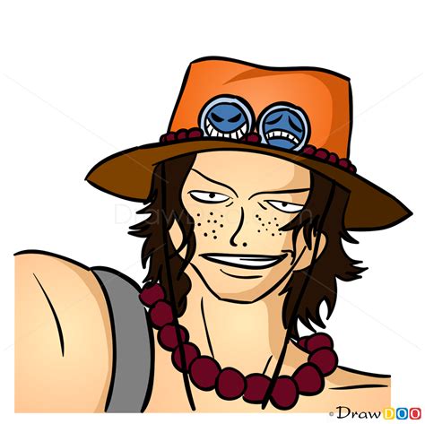 How to Draw Portgas D. Ace Face, One Piece