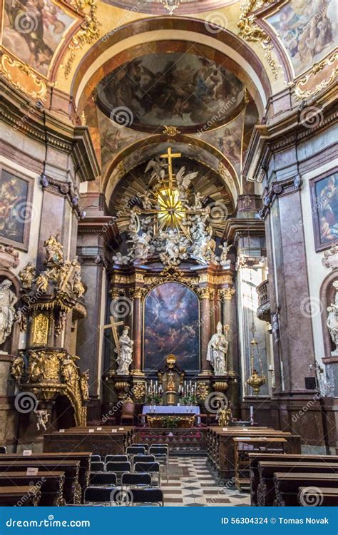 Interior of Saint Francis of Assisi Church in Prague Stock Photo - Image of attraction ...