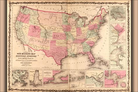 24x36 Poster Map Of United States 1862