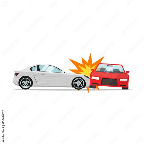 Car crash vector illustration flat cartoon style, two automobiles ...