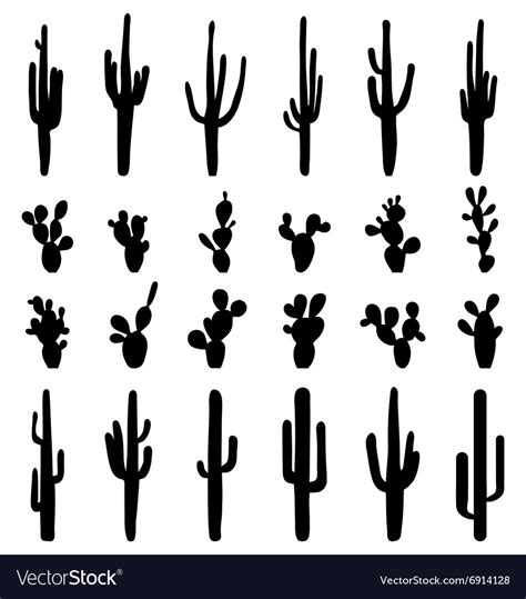 Silhouettes of cactus Royalty Free Vector Image - VectorStock