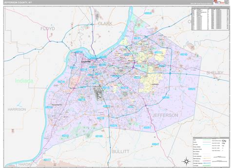 Jefferson County, KY Wall Map Premium Style by MarketMAPS - MapSales