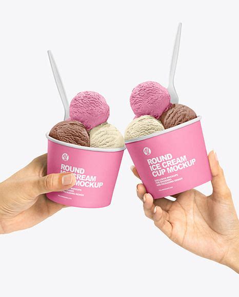 Paper Ice Cream Cups in Hands Mockup - Free Download Images High ...