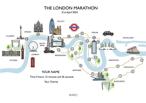 London Marathon Map London Marathon Custom Map London Map Marathon Gift ...