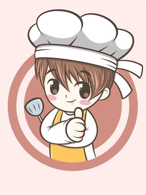 cute chef boy holding a spatula - chef cartoon 4239130 Vector Art at ...