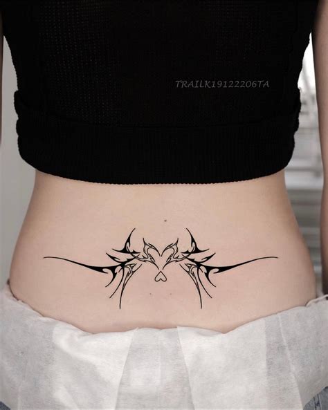 Lower Back Temporary Tattoo, Lower Back Tattoos for Women, Vintage Tattoo, Black Tattoo ...