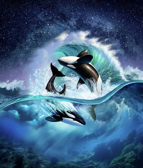 Orca Wave Digital Art by Jerry LoFaro