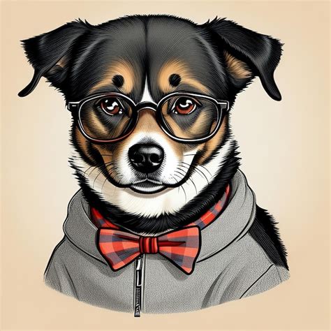 Premium AI Image | cartoon style dog with glasses illustration