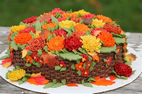 Basket of fall flowers cake | Flower cake, Cake, Fall cakes