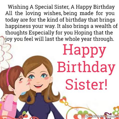 Happy Birthday Wishes For Sister With Name And Photo