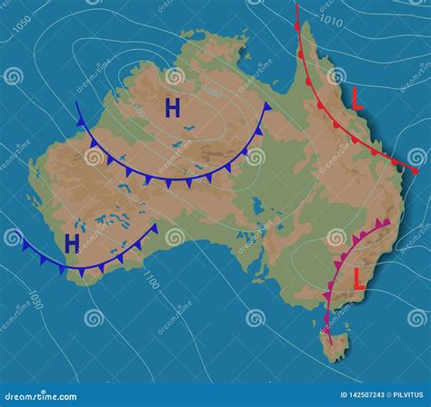 Weather Forecast of Australia. Meteorological Weather Map of the AUSTRALIA Stock Vector ...