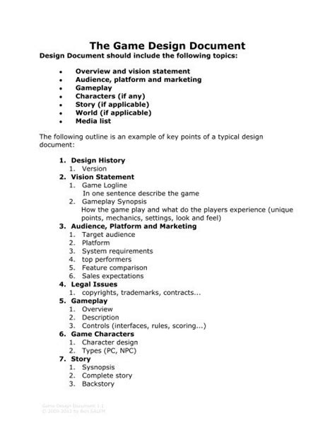 Game Design Document Adalah - Game Design Document Gdd Template Vital Zigns - It gives you a ...