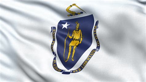 Seamless Loop Of The Massachusetts State Flag With Highly Detailed Fabric Texture Stock Footage ...