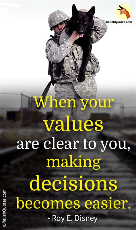 "When your values are clear to you, making decisions becomes easier."