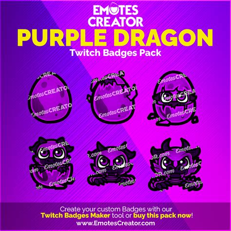 Purple Dragon Twitch Sub Badges Pack – Emotes Creator