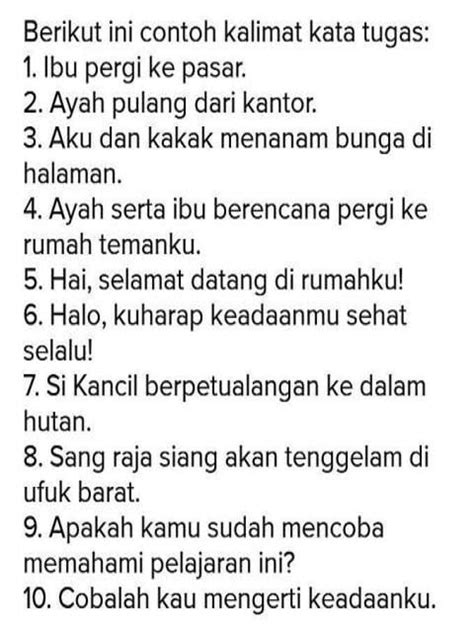 Contoh Kata Tugas pada Sebuah Kalimat, Disertai Ciri dan Jenisnya