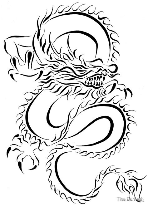 "Black & White Chinese Dragon" by Tina Barnash | Redbubble