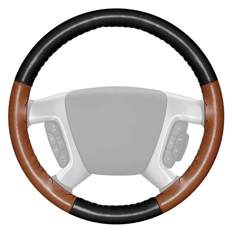 Wheelskins® 15 3/4 X 4-01-04 - EuroTone Two-Color Black Steering Wheel Cover with Tan Sides Color