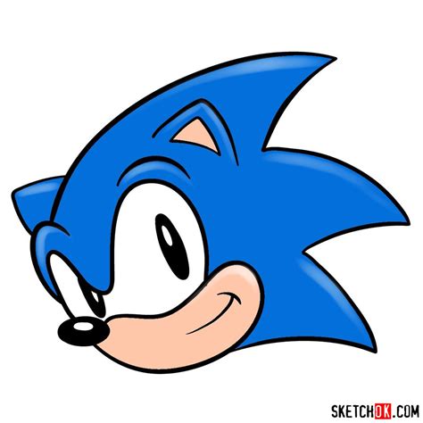 How to draw Sonic the Hedgehog's face - Sketchok easy drawing guides