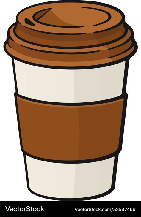 Cartoon paper cup with coffee or tea Royalty Free Vector