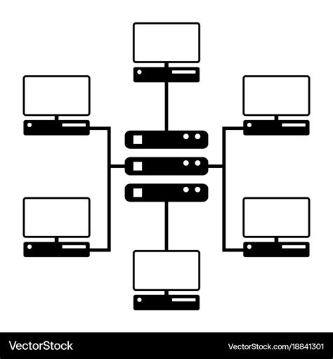 Computer network diagram icon Royalty Free Vector Image