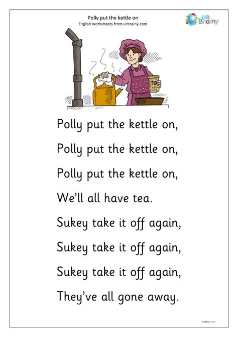 Polly Put The Kettle On nursery rhyme - Nursery Rhymes by URBrainy.com