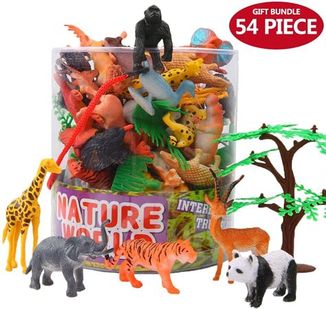 Zoo World Animals Figure,54 Piece Mini Jungle Animals Toys Set With ...