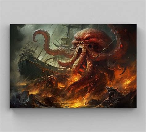 Kraken Art Print, Kraken Canvas Art, Kraken Framed Print, Kraken Art ...