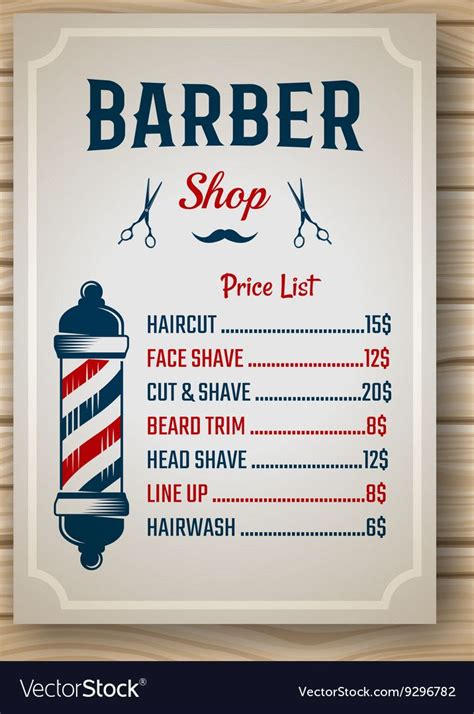 Barber colored price vector image on VectorStock | Barber shop vintage ...