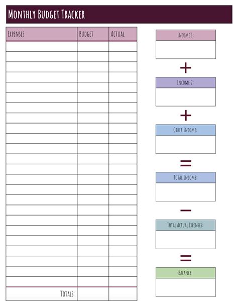 3 monthly budget form templates printable in PDF - Printerfriend.ly