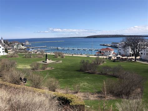 The view from the top at Fort Mackinac, Mackinac Island, in Michigan, in the Northern United ...