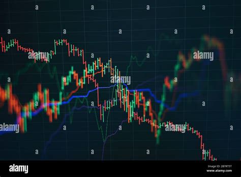 Technical price graph and indicator, red and green candlestick chart on ...