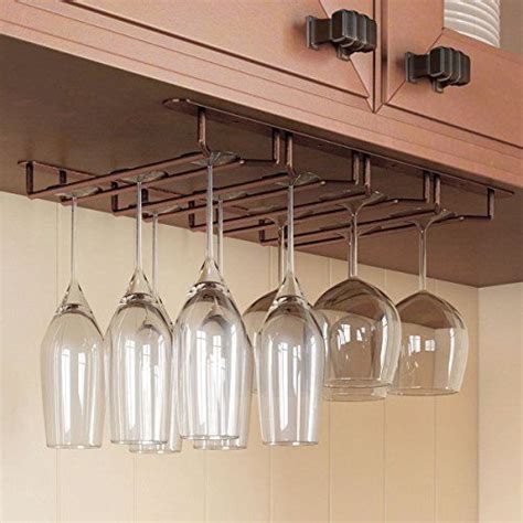 Wallniture Stemware Wine Glass Rack Under Cabinet Storage Oil Rubbed ...