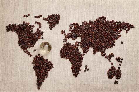 Premium Photo | World map made of coffee beans