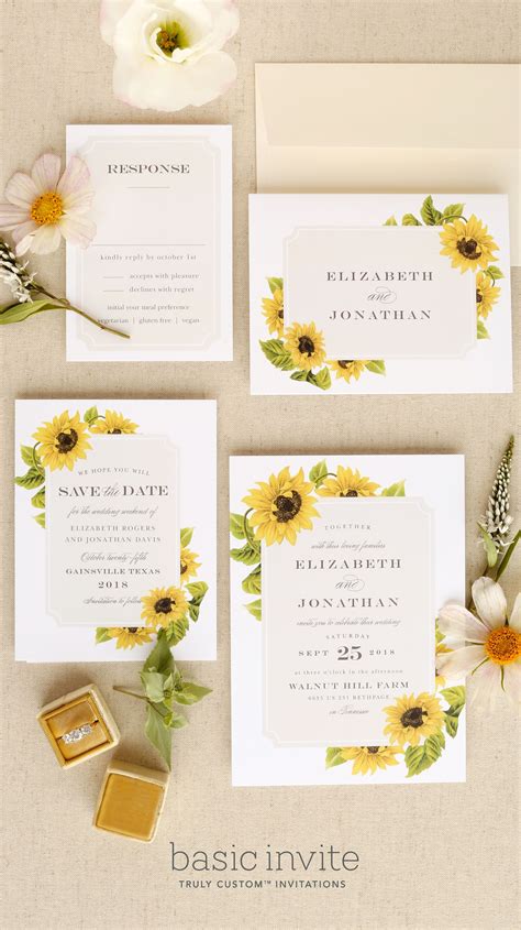 Wedding Invitations Sunflower Design - jenniemarieweddings