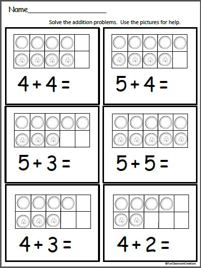 Gold Ten Frames Free Math Addition Worksheet - Made By Teachers