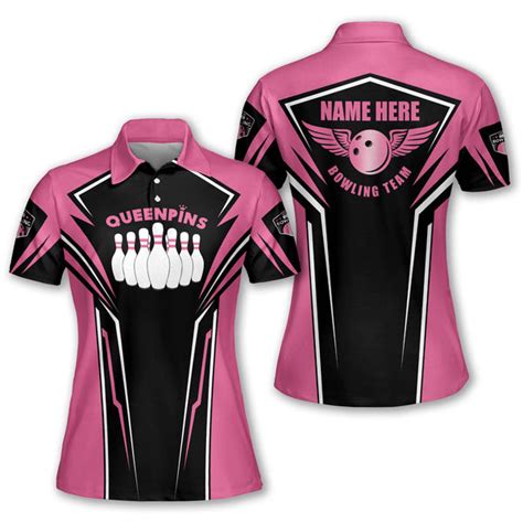 Tendpins Custom 3D Bowling Team Shirts for Women, Quick-Dry Short Sleeve Polo for Girls, Team ...