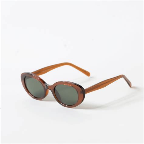 Green Tint Brown Clear Frame Round Eye Sunglasses | Archives Of Us