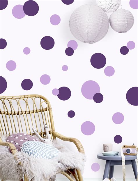 Polka Dot Wall Stickers -Lt. & Dk. Purple Wall Dot Decals - Kids Room Mural Wall Decals