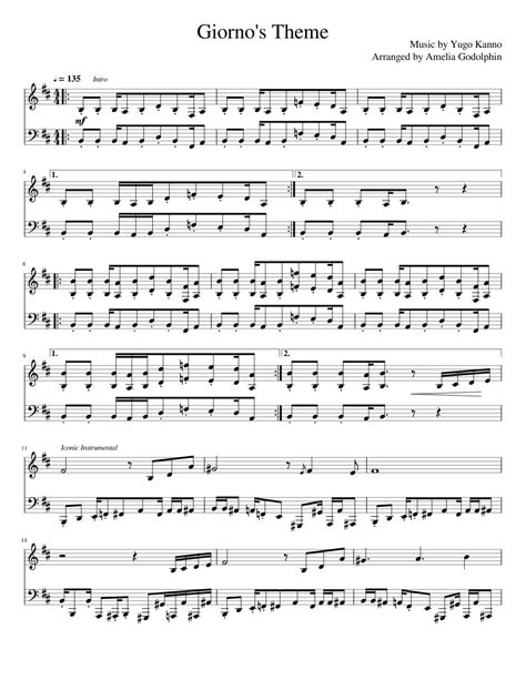 Giorno's Theme Sheet music for Piano (Solo) | Musescore.com