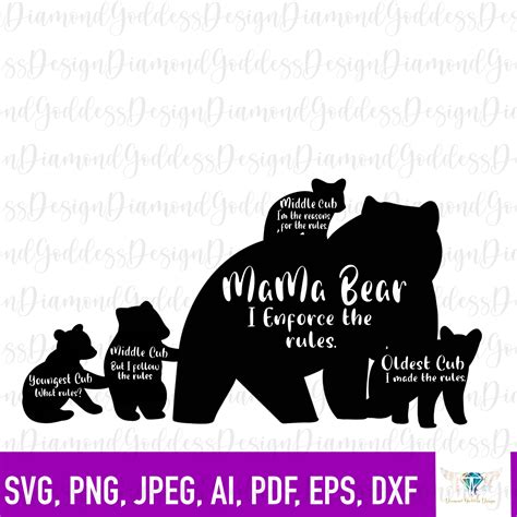 Mama Bear & Four Cubs Svg Mom Svg Mom to Be Svg Family - Etsy