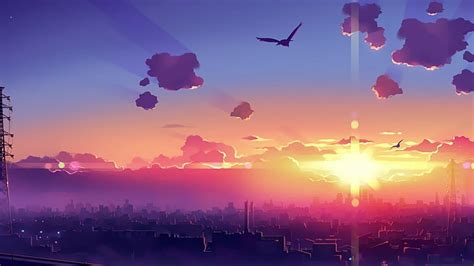 HD wallpaper: clouds dawn city birds 5 centimeters per second skyscapes ...
