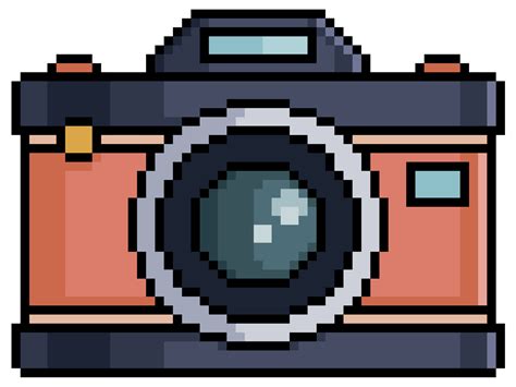 Pixel old photo camera vector 8bit game item on white background ...