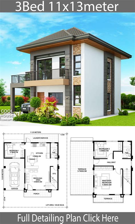 5 Home Plans 11x13m 11x14m 12x10m 13x12m 13x13m | Two story house design, Philippines house ...