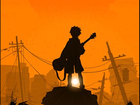 flcl guitar instrument nandaba naota sunset | konachan.net - Konachan ...