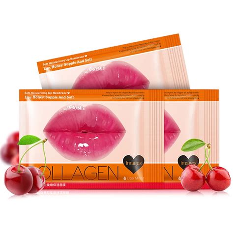 100pcs Collagen Lip Mask Cherry Moisturizing Anti Wrinkle Lip Care Nourishing Lip Patch Mask ...